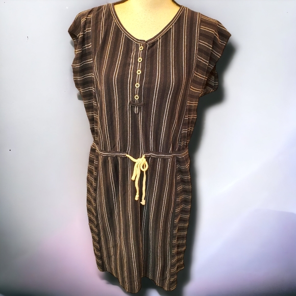 Lucky Brand Dresses & Skirts - Lucky Brand Black White Pinstripe Dress Rope Belted Boho Women's Size Medium NWT